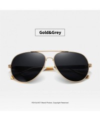 Aviator Polarized Sunglasses for Men Driving Travel UV Protection Aviator Frame - Gold Grey - CL18YCE7QMC $17.72