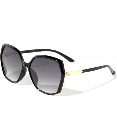 Butterfly Geometric Rhinestone Fashion Sunglasses - Smoke - C21972CU4QG $26.86