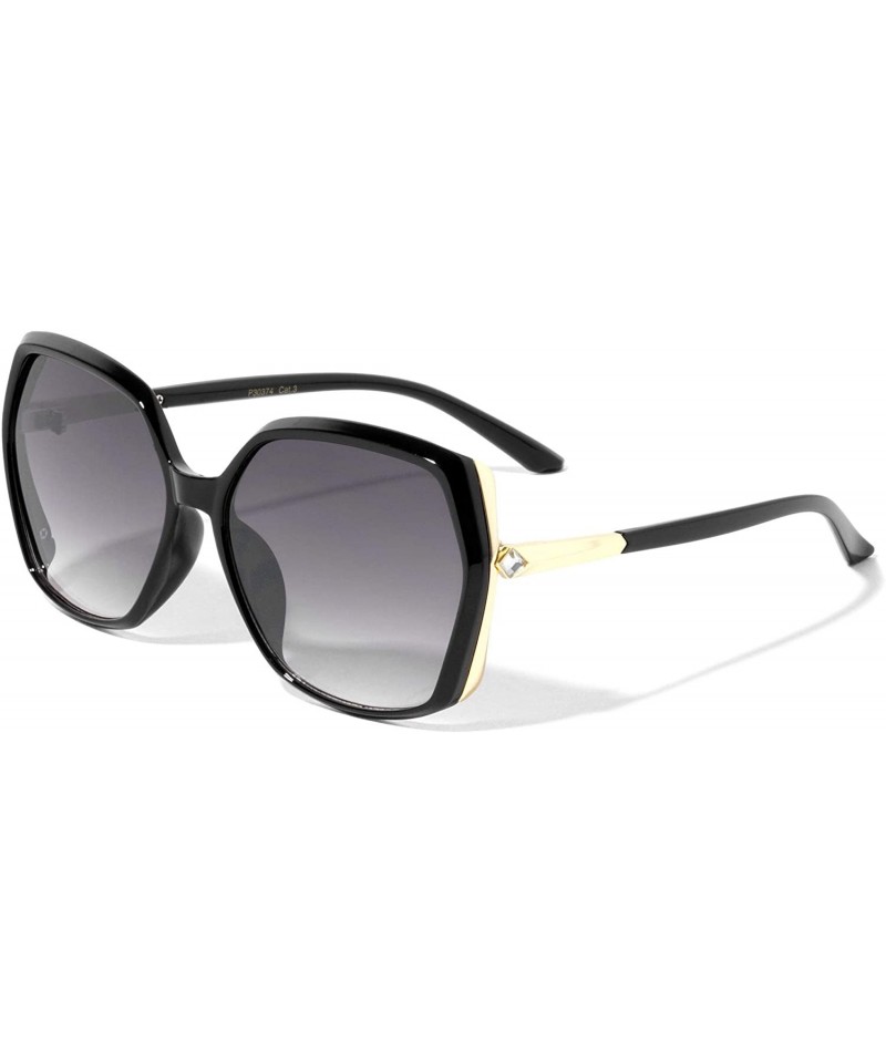 Butterfly Geometric Rhinestone Fashion Sunglasses - Smoke - C21972CU4QG $15.20