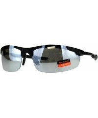 Wrap Xloop Sunglasses Mens Sports Fashon Half Rim Wrap Around UV 400 - Black (Silver Mirror) - CG18E2TK27G $11.62