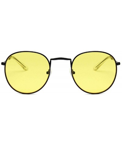 Round Women Men Retro Round Sunglasses Red Yellow Sun Glasses Alloy Frame Mirror Sunglass Shades - Yellow - CX197Y72YGT $28.42
