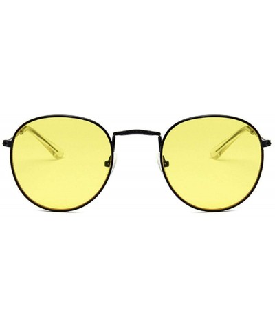 Round Women Men Retro Round Sunglasses Red Yellow Sun Glasses Alloy Frame Mirror Sunglass Shades - Yellow - CX197Y72YGT $28.42