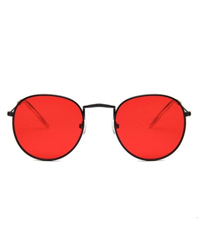 Round Women Men Retro Round Sunglasses Red Yellow Sun Glasses Alloy Frame Mirror Sunglass Shades - Yellow - CX197Y72YGT $28.42