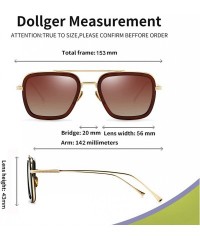 Shield Vintage Aviator Square Sunglasses for Men Women Gold Frame Retro Brand Designer Classic Tony Stark Sunglasses - CC18R5...