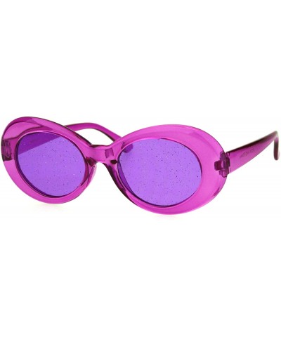 Round Womens Round Oval Glitter Lens Thick Plastic Mod Retro Sunglasses - Purple - C818H0QEM5I $11.95