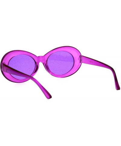 Round Womens Round Oval Glitter Lens Thick Plastic Mod Retro Sunglasses - Purple - C818H0QEM5I $11.95