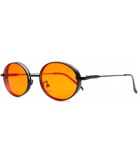 Round F007 Classic 80's Retro Design - Spring Hinges Round Style for Women and Men 100% UV Protection - Black-orange - CF192T...