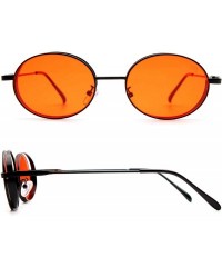 Round F007 Classic 80's Retro Design - Spring Hinges Round Style for Women and Men 100% UV Protection - Black-orange - CF192T...