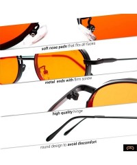 Round F007 Classic 80's Retro Design - Spring Hinges Round Style for Women and Men 100% UV Protection - Black-orange - CF192T...