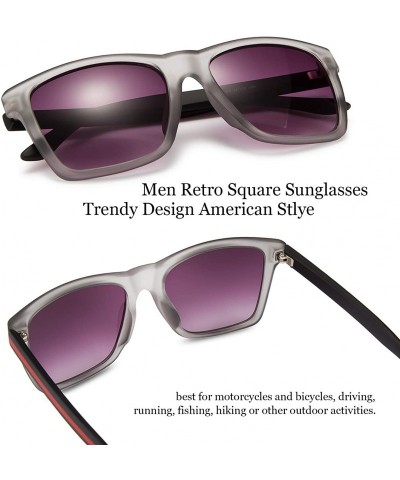 Rectangular Retro Sunglasses for Women or Men Square Frame UV400 B2517 - Matt Grey - CH18XAO89YZ $29.71