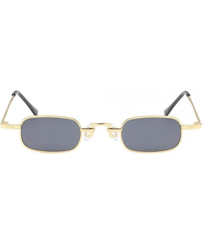 Square Vintage Small Square Punk Sunglass Metal Rectangle Sunglass - Gold Frame Grey Lens - CS18ADMQOSA $18.25