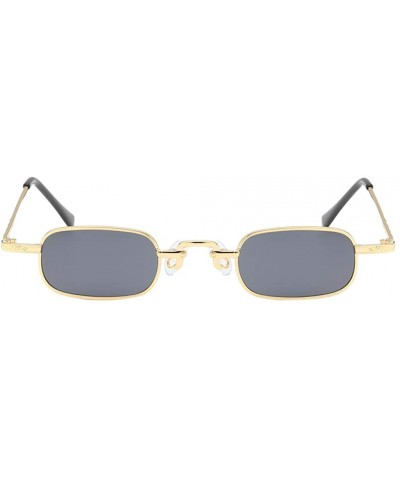 Square Vintage Small Square Punk Sunglass Metal Rectangle Sunglass - Gold Frame Grey Lens - CS18ADMQOSA $11.85