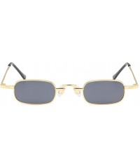 Square Vintage Small Square Punk Sunglass Metal Rectangle Sunglass - Gold Frame Grey Lens - CS18ADMQOSA $18.25