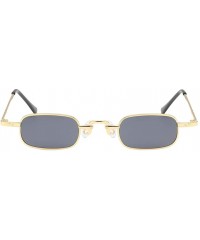 Square Vintage Small Square Punk Sunglass Metal Rectangle Sunglass - Gold Frame Grey Lens - CS18ADMQOSA $11.85