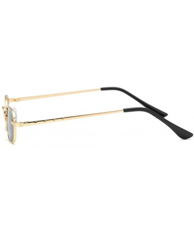 Square Vintage Small Square Punk Sunglass Metal Rectangle Sunglass - Gold Frame Grey Lens - CS18ADMQOSA $11.85