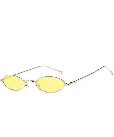 Oval Vintage Sunglasses for Men or Women metal Resin UV 400 Protection Sunglasses - Yellow - CZ18SASW0Y0 $14.03