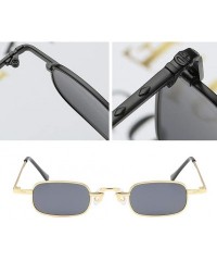 Square Vintage Small Square Punk Sunglass Metal Rectangle Sunglass - Gold Frame Grey Lens - CS18ADMQOSA $18.25