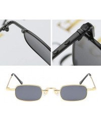 Square Vintage Small Square Punk Sunglass Metal Rectangle Sunglass - Gold Frame Grey Lens - CS18ADMQOSA $11.85