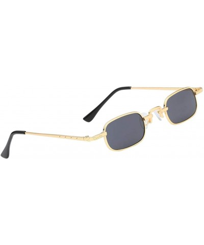 Square Vintage Small Square Punk Sunglass Metal Rectangle Sunglass - Gold Frame Grey Lens - CS18ADMQOSA $18.25