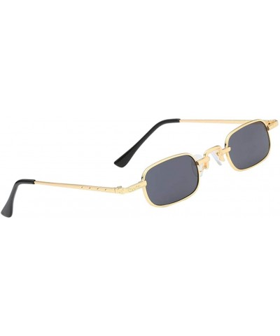 Square Vintage Small Square Punk Sunglass Metal Rectangle Sunglass - Gold Frame Grey Lens - CS18ADMQOSA $11.85