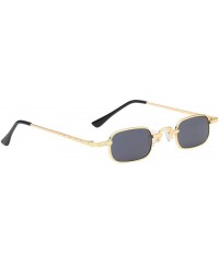 Square Vintage Small Square Punk Sunglass Metal Rectangle Sunglass - Gold Frame Grey Lens - CS18ADMQOSA $11.85