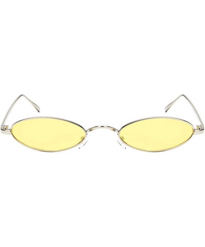 Oval Vintage Sunglasses for Men or Women metal Resin UV 400 Protection Sunglasses - Yellow - CZ18SASW0Y0 $26.94