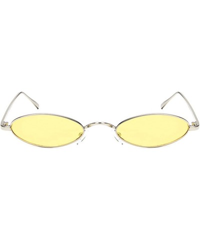 Oval Vintage Sunglasses for Men or Women metal Resin UV 400 Protection Sunglasses - Yellow - CZ18SASW0Y0 $26.94