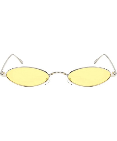 Oval Vintage Sunglasses for Men or Women metal Resin UV 400 Protection Sunglasses - Yellow - CZ18SASW0Y0 $14.03