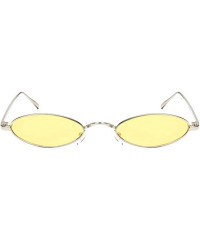 Oval Vintage Sunglasses for Men or Women metal Resin UV 400 Protection Sunglasses - Yellow - CZ18SASW0Y0 $26.94
