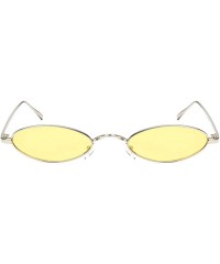 Oval Vintage Sunglasses for Men or Women metal Resin UV 400 Protection Sunglasses - Yellow - CZ18SASW0Y0 $14.03