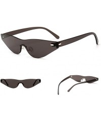 Cat Eye Triangle Cat Eye Sunglasses Women Rimless Sun Glasses Female Accessories - Black - CR18EILAN8G $11.27