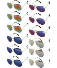 Aviator 12 Pack Aviator Sunglasses Metal Gold- Silver- Black Frame Colored Mirror Lens OWL. - CW1270UY5OB $19.37