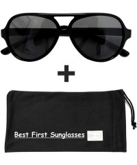 Aviator Top Flyer - Toddler's First Sunglasses for Ages 2-4 Years - Black - CQ17AYYZW7O $11.81