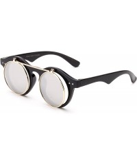 Square Classic Small Retro Steampunk Circle Flip Up Glasses/Sunglasses Cool Retro New Model - CI18ER0GOO7 $42.44