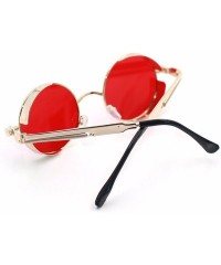 Round Steampunk Round Metal Sunglasses for Men Women Mirrored Circle Sun glasses Brand Designer Retro Vintage - CE18D3W733Z $...