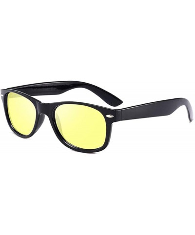 Square Vintage Polarized Sunglasses Men Women Classic Design Square Fashion Shades - Black Yellow - C319708MCCU $11.57