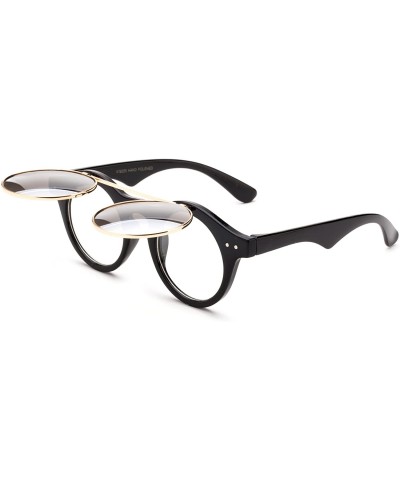 Square Classic Small Retro Steampunk Circle Flip Up Glasses/Sunglasses Cool Retro New Model - CI18ER0GOO7 $41.32