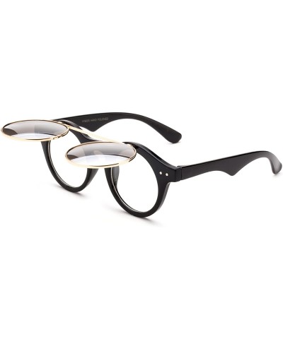 Square Classic Small Retro Steampunk Circle Flip Up Glasses/Sunglasses Cool Retro New Model - CI18ER0GOO7 $42.44
