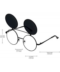 Round Retro Flip-Up Round Goggles Seampunk Sunglasses - Black-black - CE185UE04C2 $12.49