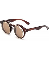 Square Classic Small Retro Steampunk Circle Flip Up Glasses/Sunglasses Cool Retro New Model - CI18ER0GOO7 $42.44