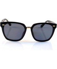 Square Unisex Horn Rimmed Gradient Mirrored Couple Sunglasses A196 - Black/ Black Sd - C418EIUKODA $11.00