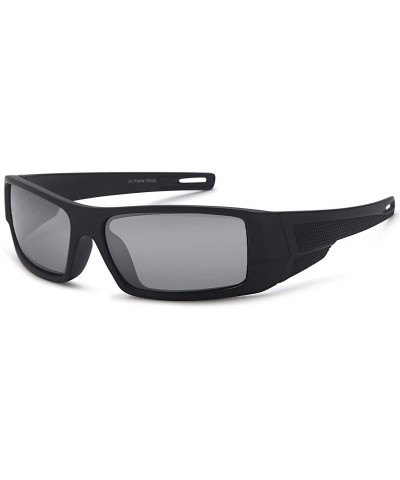Wrap Polarized Sunglasses Sport Wrap Mirror Lens - Black Frame Grey Lens - CG182GHMIY7 $20.03