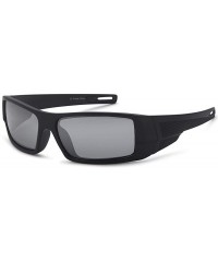 Wrap Polarized Sunglasses Sport Wrap Mirror Lens - Black Frame Grey Lens - CG182GHMIY7 $12.02