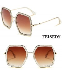 Cat Eye Women Large Hexagon Inspired Sunglasses Fashion Irregular Design Style Geometric B2503 - Champagne - C018TDMXSAE $15.57