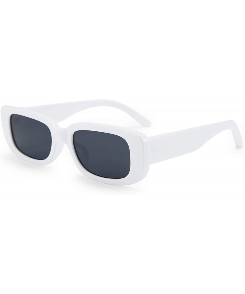 Square Rectangle Sunglasses for Women 90's Vintage Fashion Narrow Square Frame UV400 Protection - White - C0196YSZ505 $10.31