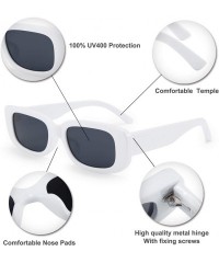 Square Rectangle Sunglasses for Women 90's Vintage Fashion Narrow Square Frame UV400 Protection - White - C0196YSZ505 $10.31
