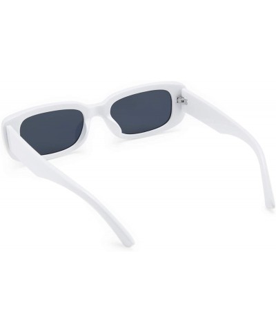 Square Rectangle Sunglasses for Women 90's Vintage Fashion Narrow Square Frame UV400 Protection - White - C0196YSZ505 $10.31