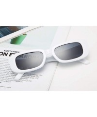 Square Rectangle Sunglasses for Women 90's Vintage Fashion Narrow Square Frame UV400 Protection - White - C0196YSZ505 $10.31