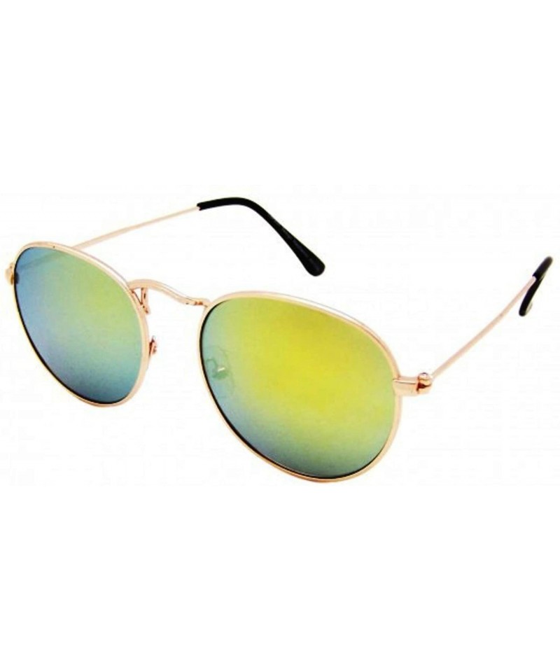 Oval Oval Mirrored John Lennon Sunglasses - Gold Frame/Green Lens - CX199ZG89KQ $13.42