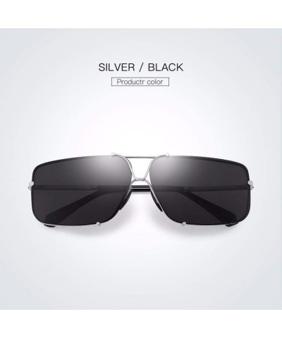 Aviator Men's Polarization Classic Frameless Sunglasses Ring Square Glasses Fishing Lens Driving Lens - B - C818QQ2DQC6 $69.21